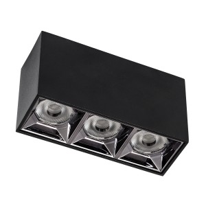 LUMINAR SUPERIOR  Επιφανειακό LED Spot Downlight TrimLess 12W 1620lm 36° AC 220-240V IP20 Μ11.8 x Π4.2 x Υ6.6cm - Μαύρο με Κάτοπτρο Χρωμίου - Θερμό Λευκό 2700K - Bridgelux High Lumen Chip Gen2 - TÜV Certified Driver