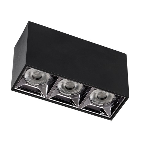 LUMINAR SUPERIOR  Επιφανειακό LED Spot Downlight TrimLess 12W 1620lm 36° AC 220-240V IP20 Μ11.8 x Π4.2 x Υ6.6cm - Μαύρο με Κάτοπτρο Χρωμίου - Θερμό Λευκό 2700K - Bridgelux High Lumen Chip Gen2 - TÜV Certified Driver