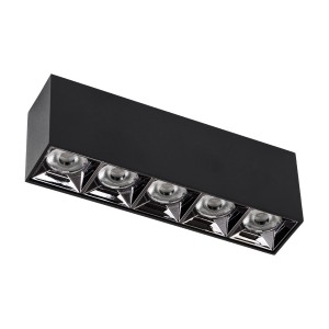 LUMINAR SUPERIOR  Επιφανειακό LED Spot Downlight TrimLess 20W 2700lm 36° AC 220-240V IP20 Μ19.5 x Π4.2 x Υ6.6cm - Μαύρο με Κάτοπτρο Χρωμίου - Θερμό Λευκό 2700K - Bridgelux High Lumen Chip Gen2 - TÜV Certified Driver