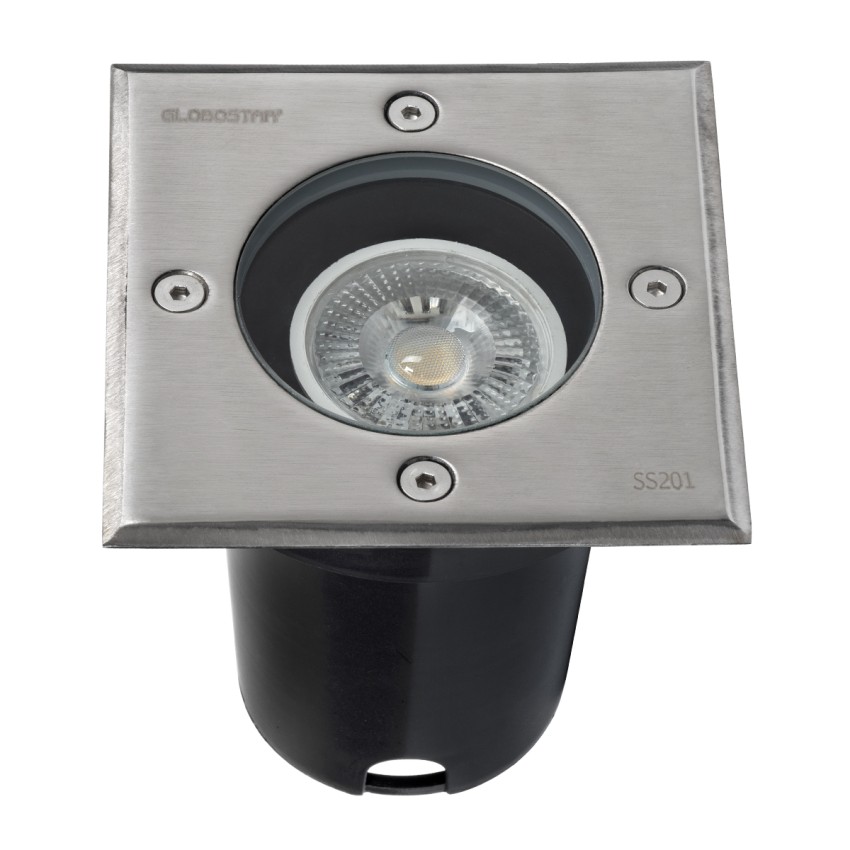 GLOBOSTAR® GIGO  Χωνευτό Φωτιστικό Δαπέδου Σποτ για Λάμπα MR16 με Ντουί 1 x GU10 AC 220-240V Αδιάβροχο IP68 IK09 - Ανοξείδωτο Ατσάλι SS201 - Μ11 x Π11 x Υ11.5cm / Q10.4 x 10.4cm