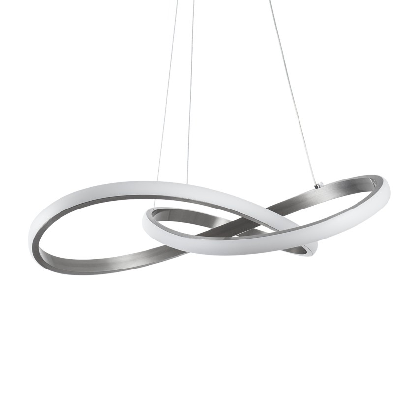 GLOBOSTAR® DEXTER 60948 Μοντέρνο Κρεμαστό Φωτιστικό Οροφής LED 72W 8064lm 300° AC 220-240V IP20 Ρυθμιζόμενο Λευκό CCT με Χειριστήριο από 2700K έως 6000K Dimmable - Lumileds SMD Chip - Νίκελ Βούρτσας - Μ56 x Π56 x Υ14cm