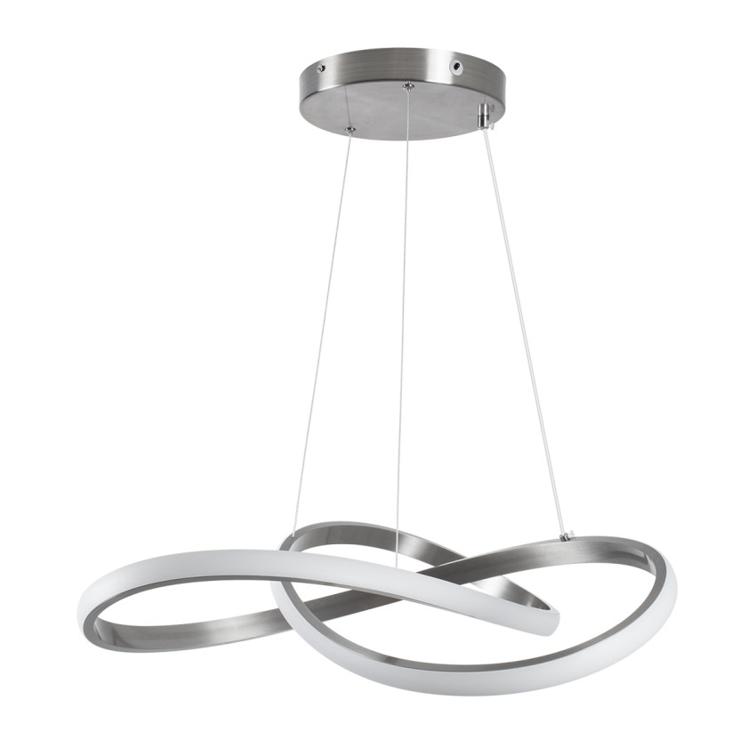 GLOBOSTAR® DEXTER 60948 Μοντέρνο Κρεμαστό Φωτιστικό Οροφής LED 72W 8064lm 300° AC 220-240V IP20 Ρυθμιζόμενο Λευκό CCT με Χειριστήριο από 2700K έως 6000K Dimmable - Lumileds SMD Chip - Νίκελ Βούρτσας - Μ56 x Π56 x Υ14cm