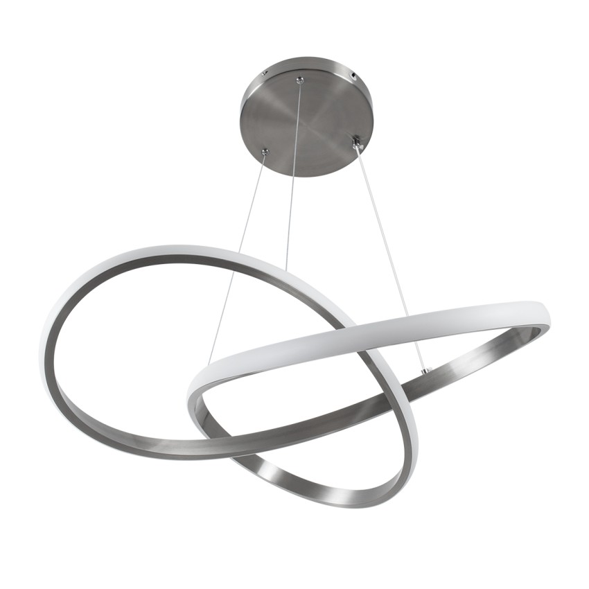 GLOBOSTAR® DEXTER 60948 Μοντέρνο Κρεμαστό Φωτιστικό Οροφής LED 72W 8064lm 300° AC 220-240V IP20 Ρυθμιζόμενο Λευκό CCT με Χειριστήριο από 2700K έως 6000K Dimmable - Lumileds SMD Chip - Νίκελ Βούρτσας - Μ56 x Π56 x Υ14cm