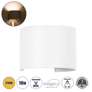 AXIS-R  Φωτιστικό Τοίχου - Απλίκα Αρχιτεκτονικού Φωτισμού Εσωτερικού/Εξωτερικού Χώρου Up & Down LED 10W 1150lm 10 έως 60° AC 220-240V Αδιάβροχο IP65 Μ10 x Π10 x Υ10cm - Θερμό Λευκό 2700K - Λευκό - Bridgelux Chip