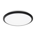 GLOBOSTAR® TUFFIN  Φωτιστικό Πλαφονιέρα Οροφής LED 24W 2760lm 120° AC 220-240V Αδιάβροχο IP54 Ψυχρό Λευκό 6000K - Lumileds SMD Chip - Μαύρο Ματ & Λευκό Γαλακτερό - Μ30 x Π30 x Υ6.5cm