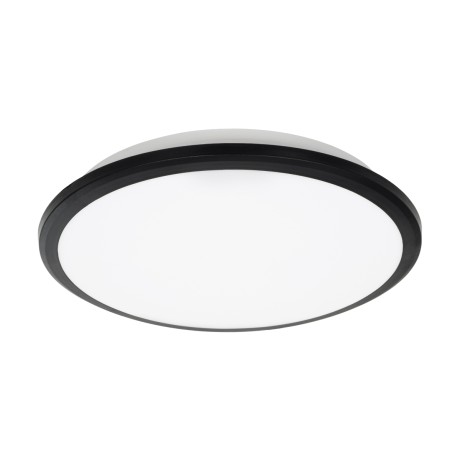 GLOBOSTAR® TUFFIN  Φωτιστικό Πλαφονιέρα Οροφής LED 24W 2760lm 120° AC 220-240V Αδιάβροχο IP54 Ψυχρό Λευκό 6000K - Lumileds SMD Chip - Μαύρο Ματ & Λευκό Γαλακτερό - Μ30 x Π30 x Υ6.5cm