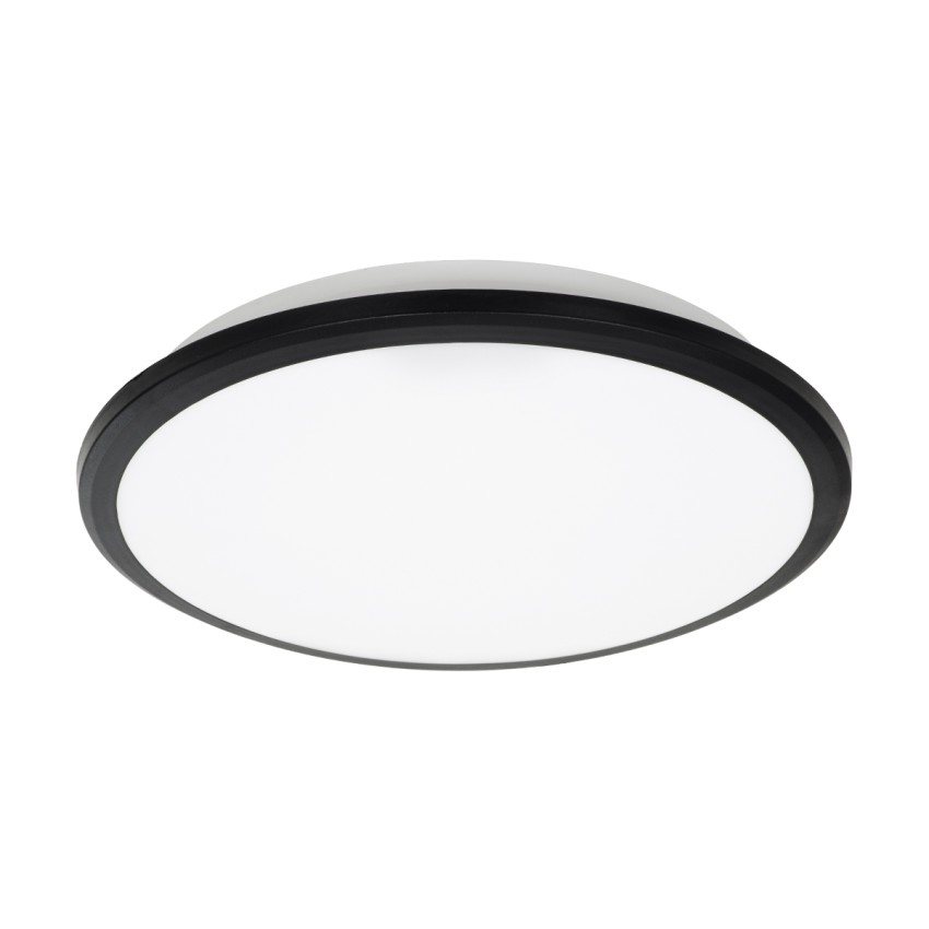 GLOBOSTAR® TUFFIN  Φωτιστικό Πλαφονιέρα Οροφής LED 24W 2760lm 120° AC 220-240V Αδιάβροχο IP54 Ψυχρό Λευκό 6000K - Lumileds SMD Chip - Μαύρο Ματ & Λευκό Γαλακτερό - Μ30 x Π30 x Υ6.5cm