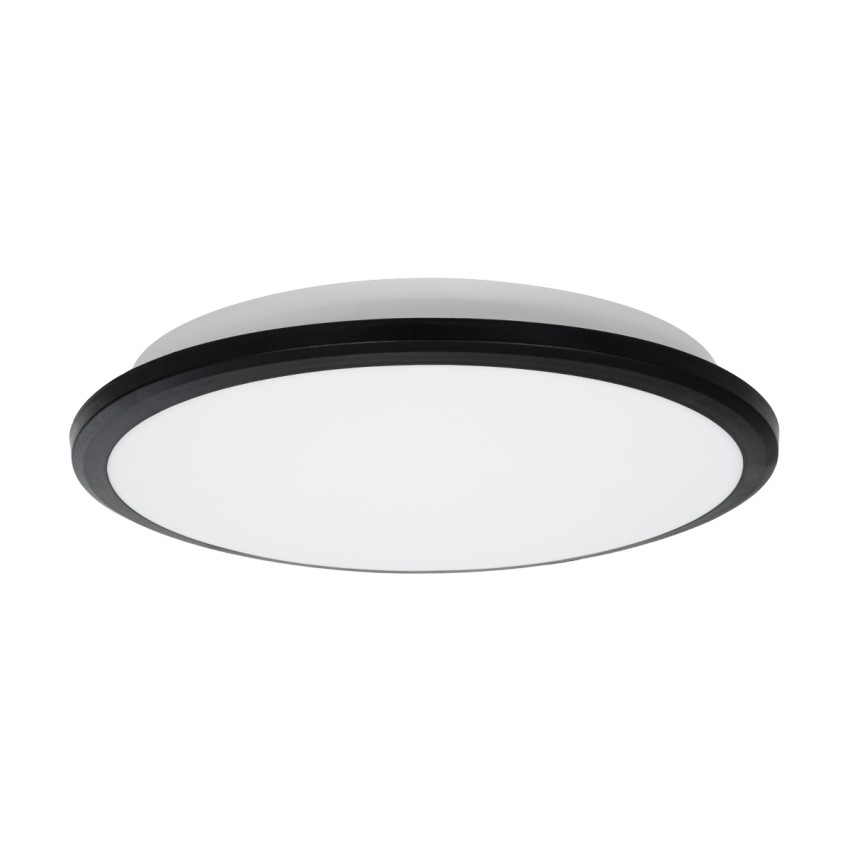 GLOBOSTAR® TUFFIN  Φωτιστικό Πλαφονιέρα Οροφής LED 24W 2640lm 120° AC 220-240V Αδιάβροχο IP54 Φυσικό Λευκό 4500K - Lumileds SMD Chip - Μαύρο Ματ & Λευκό Γαλακτερό - Μ30 x Π30 x Υ6.5cm