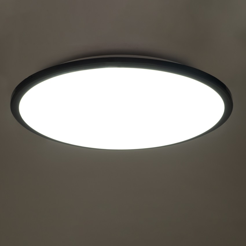 GLOBOSTAR® TUFFIN  Φωτιστικό Πλαφονιέρα Οροφής LED 36W 3960lm 120° AC 220-240V Αδιάβροχο IP54 Φυσικό Λευκό 4500K - Lumileds SMD Chip - Μαύρο Ματ & Λευκό Γαλακτερό - Μ48 x Π48 x Υ6.5cm