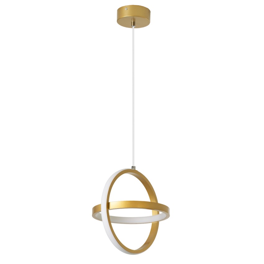GLOBOSTAR® ALICE  Μοντέρνο Κρεμαστό Φωτιστικό Οροφής LED 20W 2400lm 300° AC 220-240V IP20 Ρυθμιζόμενο Λευκό CCT με On/Off 2700K/4500K/6000K - Lumileds SMD Chip - Χρυσό Βούρτσας - Μ25 x Π22 x Υ25cm