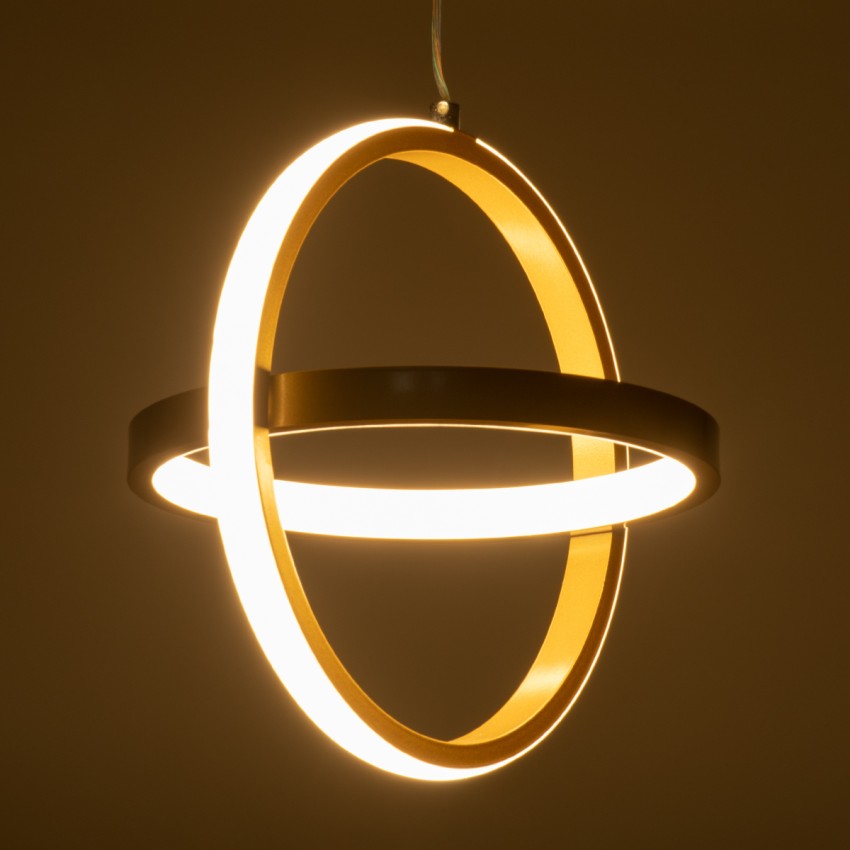 GLOBOSTAR® ALICE  Μοντέρνο Κρεμαστό Φωτιστικό Οροφής LED 20W 2400lm 300° AC 220-240V IP20 Ρυθμιζόμενο Λευκό CCT με On/Off 2700K/4500K/6000K - Lumileds SMD Chip - Χρυσό Βούρτσας - Μ25 x Π22 x Υ25cm