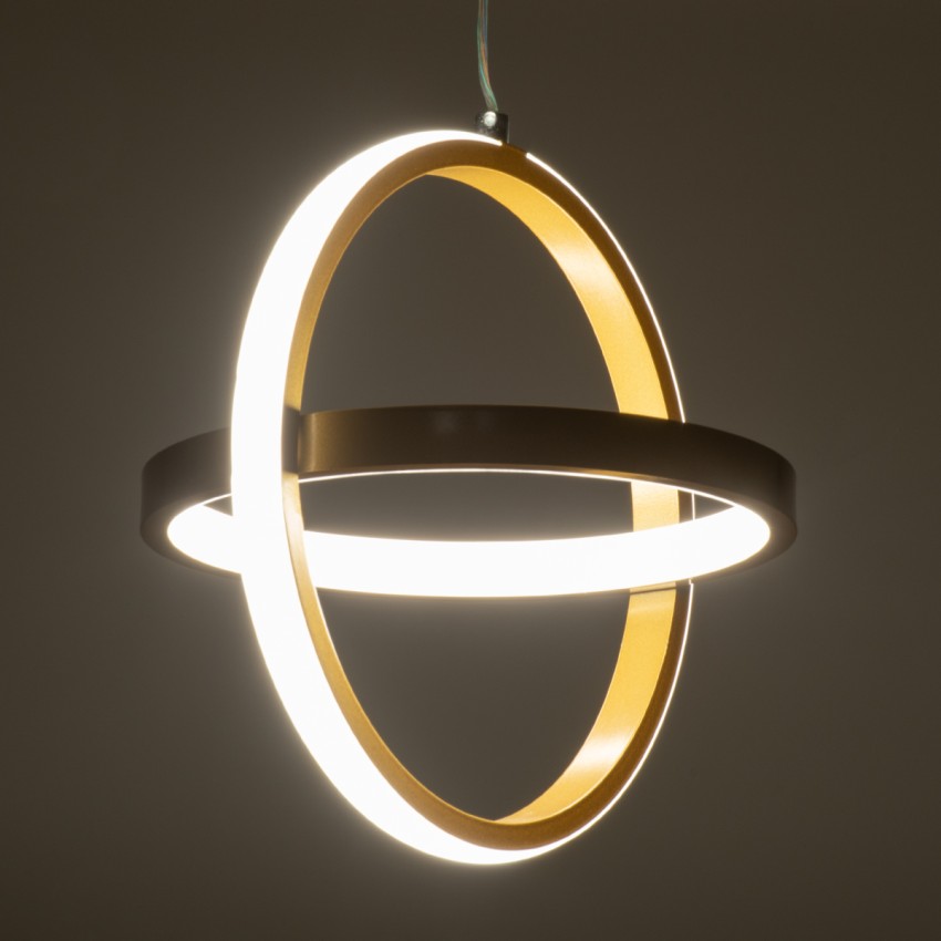 GLOBOSTAR® ALICE  Μοντέρνο Κρεμαστό Φωτιστικό Οροφής LED 20W 2400lm 300° AC 220-240V IP20 Ρυθμιζόμενο Λευκό CCT με On/Off 2700K/4500K/6000K - Lumileds SMD Chip - Χρυσό Βούρτσας - Μ25 x Π22 x Υ25cm