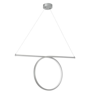GLOBOSTAR® ROME  Μοντέρνο Κρεμαστό Φωτιστικό Οροφής LED 24W 2640lm 200° AC 220-240V IP20 Ρυθμιζόμενο Λευκό CCT με On/Off 2700K/4500K/6000K - Lumileds SMD Chip - Νίκελ Βούρτσας - Μ65.5 x Π4 x Υ33cm
