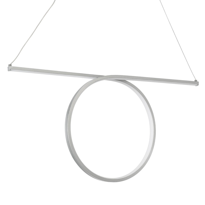 GLOBOSTAR® ROME  Μοντέρνο Κρεμαστό Φωτιστικό Οροφής LED 24W 2640lm 200° AC 220-240V IP20 Ρυθμιζόμενο Λευκό CCT με On/Off 2700K/4500K/6000K - Lumileds SMD Chip - Νίκελ Βούρτσας - Μ65.5 x Π4 x Υ33cm