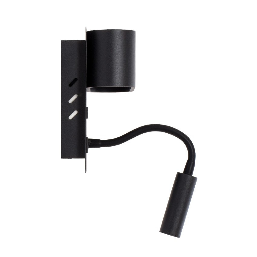 GLOBOSTAR® IBIS  Μοντέρνο Φωτιστικό Τοίχου - Απλίκα Ξενοδοχείου Reading Light με Φορτιστή USB 3A LED 10W 1100lm 36° & 360° AC 220-240V IP20 Φυσικό Λευκό 4500K - Bridgelux COB Chip & TÜV SÜD Driver - Μαύρο Ματ - Μ10 x Π6.1 x Υ18cm