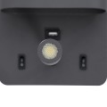 GLOBOSTAR® IBIS  Μοντέρνο Φωτιστικό Τοίχου - Απλίκα Ξενοδοχείου Reading Light με Φορτιστή USB 3A LED 10W 1100lm 36° & 360° AC 220-240V IP20 Φυσικό Λευκό 4500K - Bridgelux COB Chip & TÜV SÜD Driver - Γκρι Ανθρακί Ματ - Μ10 x Π6.1 x Υ18cm