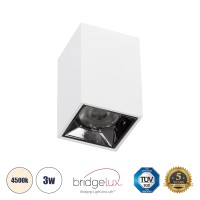 GLOBOSTAR® LUMINAR  Downlight Σποτ LED 3W 420lm 36° AC 220-240V IP20 Φυσικό Λευκό 4500K - Osram SMD Chip & TÜV SÜD Driver - Λευκό Ματ - Μ4.2 x Π4.2 x Υ6.6cm