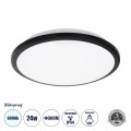 GLOBOSTAR® TUFFIN  Φωτιστικό Πλαφονιέρα Οροφής LED 24W 2760lm 120° AC 220-240V Αδιάβροχο IP54 Ψυχρό Λευκό 6000K - Lumileds SMD Chip - Μαύρο Ματ & Λευκό Γαλακτερό - Μ30 x Π30 x Υ6.5cm