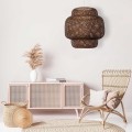 MALDIVES  Boho Κρεμαστό Φωτιστικό Πλέγμα Μονόφωτο 1 x E27 IP20 Καφέ Ξύλο - Μ56 x Π56 x Υ54cm