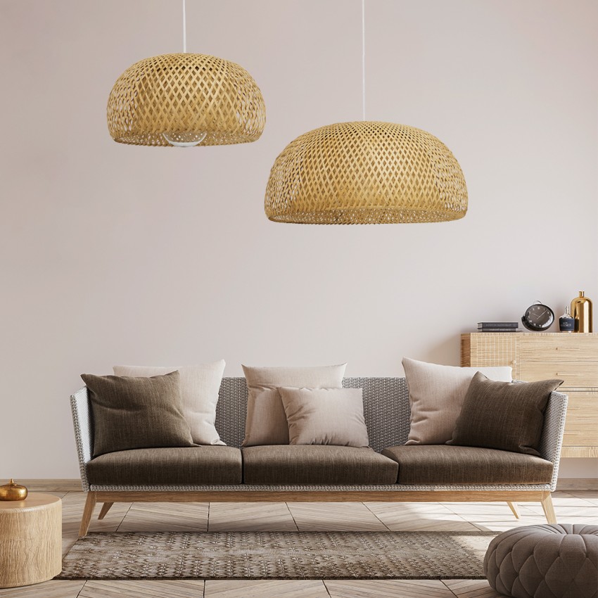 GLOBOSTAR® SAN TROPEZ  Boho Κρεμαστό Φωτιστικό Οροφής με Ντουί 1 x E27 AC 220-240V IP20 - Μπεζ - Μ38 x Π38 x Υ22cm