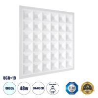 ZEUS  Χωνευτό LED Panel 60x60cm 48W 7440lm 120° CRI≥86Ra UGR<19 Anti-Glare Shield Diffuser AC 220-240V IP44 Μ60 x Π60 x Υ3.3cm - Ψυχρό Λευκό 6000K - Bridgelux High Lumen Chips - TÜV Certified Driver