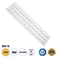 ZEUS  Χωνευτό LED Panel 120x30cm 48W 6960lm 120° CRI≥86Ra UGR<19 Anti-Glare Shield Diffuser AC 220-240V IP44 Μ60 x Π60 x Υ3.3cm - Θερμό Λευκό 2700K - Bridgelux High Lumen Chips - TÜV Certified Driver