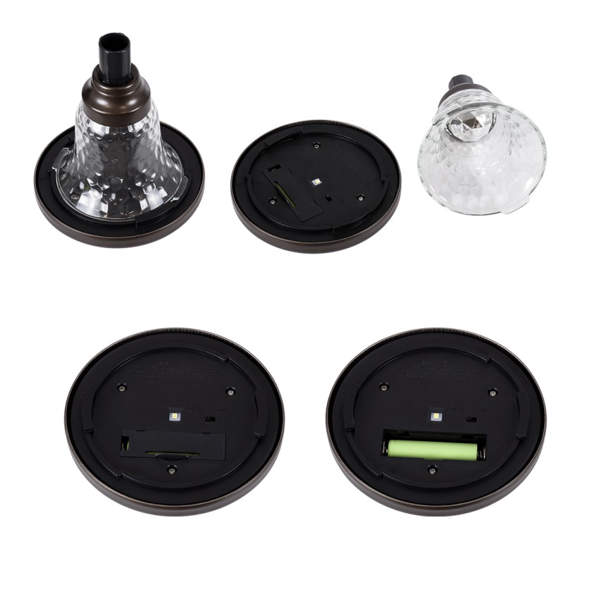 ΣΕΤ 4 Τεμαχίων Αυτόνομα Ηλιακά Φωτιστικά LED SMD 0.24W/Τεμ. 24lm/Τεμ. με Ενσωματωμένη Μπαταρία 600mAh - Φωτοβολταϊκό Πάνελ με Αισθητήρα Ημέρας-Νύχτας Αδιάβροχο IP65 Φανάρι Κήπου Στρογγυλό Ψυχρό Λευκό 6000K Φ12 x Υ23cm