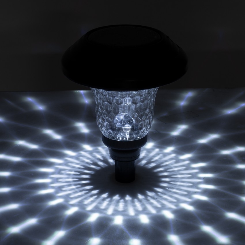 ΣΕΤ 4 Τεμαχίων Αυτόνομα Ηλιακά Φωτιστικά LED SMD 0.24W/Τεμ. 24lm/Τεμ. με Ενσωματωμένη Μπαταρία 600mAh - Φωτοβολταϊκό Πάνελ με Αισθητήρα Ημέρας-Νύχτας Αδιάβροχο IP65 Φανάρι Κήπου Στρογγυλό Ψυχρό Λευκό 6000K Φ12 x Υ23cm