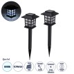ΣΕΤ 2 Τεμαχίων Αυτόνομα Ηλιακά Φωτιστικά LED SMD 0.24W/Τεμ. 24lm/Τεμ. με Ενσωματωμένη Μπαταρία 600mAh - Φωτοβολταϊκό Πάνελ με Αισθητήρα Ημέρας-Νύχτας Αδιάβροχο IP65 Φανάρι Κήπου Τετράγωνο Ψυχρό Λευκό 6000K Μ8.5 x Π8.5 x Υ26.5cm