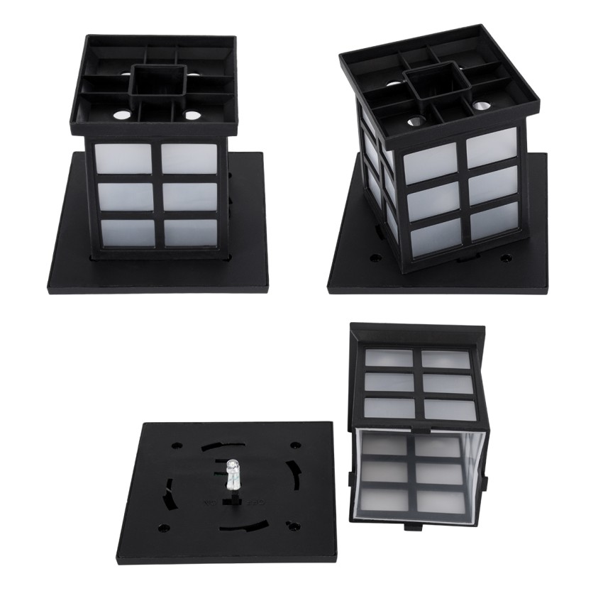 ΣΕΤ 2 Τεμαχίων Αυτόνομα Ηλιακά Φωτιστικά LED SMD 0.24W/Τεμ. 24lm/Τεμ. με Ενσωματωμένη Μπαταρία 600mAh - Φωτοβολταϊκό Πάνελ με Αισθητήρα Ημέρας-Νύχτας Αδιάβροχο IP65 Φανάρι Κήπου Τετράγωνο Ψυχρό Λευκό 6000K Μ8.5 x Π8.5 x Υ26.5cm