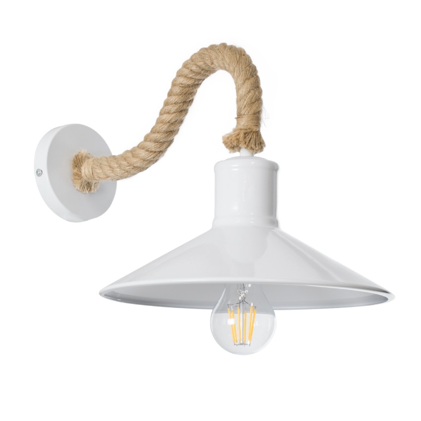 GLOBOSTAR® VINSA  Boho Φωτιστικό Τοίχου - Απλίκα με Ντουί 1 x E27 AC 220-240V IP20 - Λευκό & Μπεζ - Μ37.5 x Π26.7 x Υ25cm