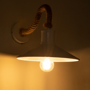 GLOBOSTAR® VINSA  Boho Φωτιστικό Τοίχου - Απλίκα με Ντουί 1 x E27 AC 220-240V IP20 - Λευκό & Μπεζ - Μ37.5 x Π26.7 x Υ25cm