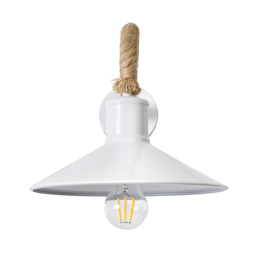 GLOBOSTAR® VINSA  Boho Φωτιστικό Τοίχου - Απλίκα με Ντουί 1 x E27 AC 220-240V IP20 - Λευκό & Μπεζ - Μ37.5 x Π26.7 x Υ25cm