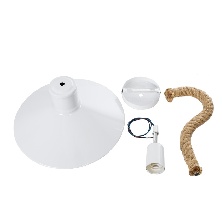 GLOBOSTAR® VINSA  Boho Φωτιστικό Τοίχου - Απλίκα με Ντουί 1 x E27 AC 220-240V IP20 - Λευκό & Μπεζ - Μ37.5 x Π26.7 x Υ25cm