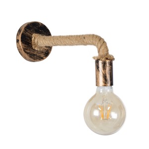 CENADEL  Vintage Επιτοίχιο Φωτιστικό Απλίκα Μονόφωτο 1 x E27 IP20 Χάλκινο Μέταλλο με Μπεζ Σχοινί - Μ29 x Π10 x Υ15cm