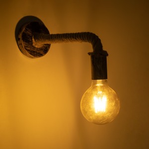 CENADEL  Vintage Επιτοίχιο Φωτιστικό Απλίκα Μονόφωτο 1 x E27 IP20 Χάλκινο Μέταλλο με Μπεζ Σχοινί - Μ29 x Π10 x Υ15cm