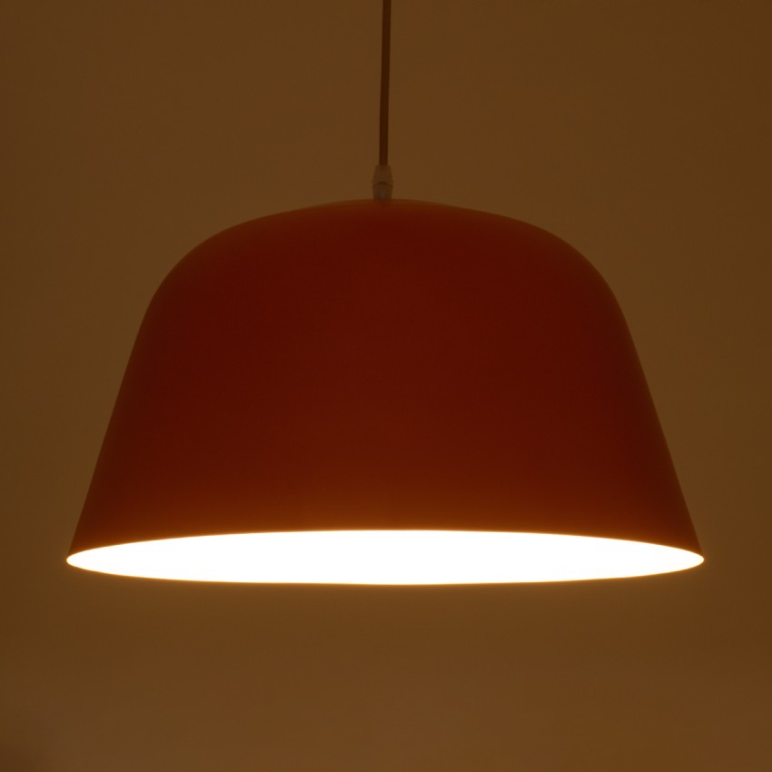 UPVALE  Μοντέρνο Κρεμαστό Φωτιστικό Καμπάνα Μονόφωτο 1 x E27 IP20 Πορτοκαλί & Λευκό Μέταλλο - Μ40 x Π40 x Υ24cm