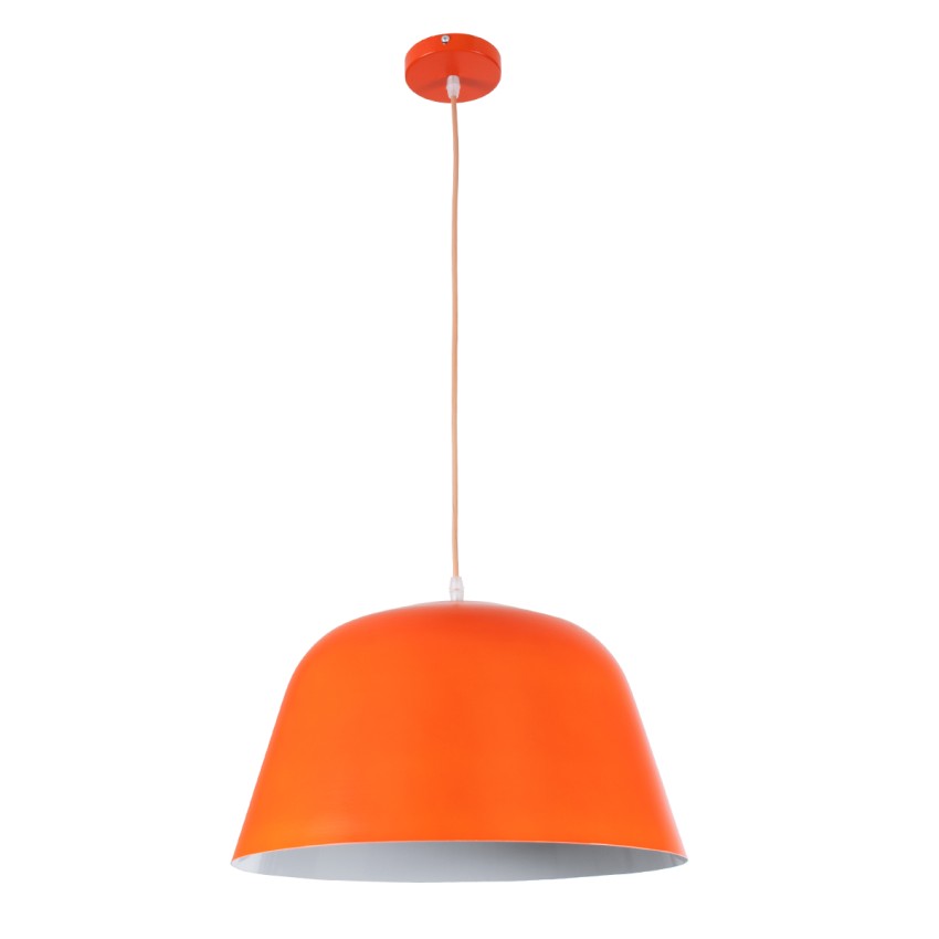 UPVALE  Μοντέρνο Κρεμαστό Φωτιστικό Καμπάνα Μονόφωτο 1 x E27 IP20 Πορτοκαλί & Λευκό Μέταλλο - Μ40 x Π40 x Υ24cm