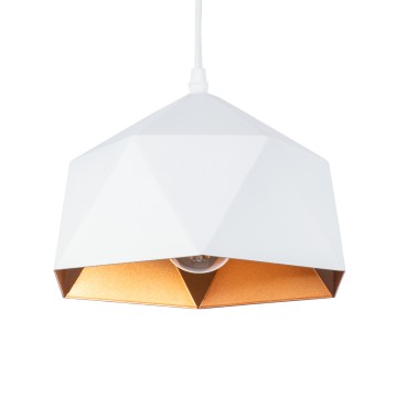 GLOBOSTAR® HEXAGON  Μοντέρνο Κρεμαστό Φωτιστικό Οροφής με Ντουί 1 x E27 AC 220-240V IP20 - Λευκό & Χρυσό - Μ21.5 x Π21.5 x Y15cm