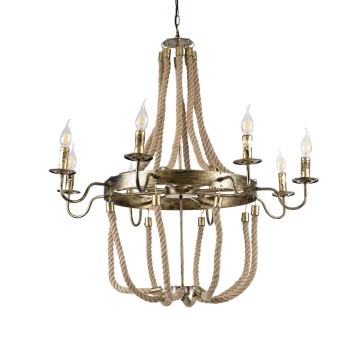 GLOBOSTAR® VICTORIAN  Vintage Κρεμαστό Φωτιστικό Οροφής με Ντουί 8 x E14 AC 220-240V IP20 - Μπρούτζινο Εφέ Σκουριάς & Μπεζ - Μ87 x Π87 x Υ80cm