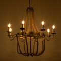 GLOBOSTAR® VICTORIAN  Vintage Κρεμαστό Φωτιστικό Οροφής με Ντουί 8 x E14 AC 220-240V IP20 - Μπρούτζινο Εφέ Σκουριάς & Μπεζ - Μ87 x Π87 x Υ80cm