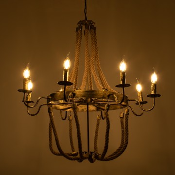 GLOBOSTAR® VICTORIAN  Vintage Κρεμαστό Φωτιστικό Οροφής με Ντουί 8 x E14 AC 220-240V IP20 - Μπρούτζινο Εφέ Σκουριάς & Μπεζ - Μ87 x Π87 x Υ80cm