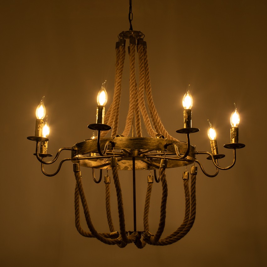 GLOBOSTAR® VICTORIAN  Vintage Κρεμαστό Φωτιστικό Οροφής με Ντουί 8 x E14 AC 220-240V IP20 - Μπρούτζινο Εφέ Σκουριάς & Μπεζ - Μ87 x Π87 x Υ80cm