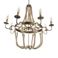 GLOBOSTAR® VICTORIAN  Vintage Κρεμαστό Φωτιστικό Οροφής με Ντουί 8 x E14 AC 220-240V IP20 - Μπρούτζινο Εφέ Σκουριάς & Μπεζ - Μ87 x Π87 x Υ80cm
