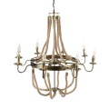 GLOBOSTAR® VICTORIAN  Vintage Κρεμαστό Φωτιστικό Οροφής με Ντουί 8 x E14 AC 220-240V IP20 - Μπρούτζινο Εφέ Σκουριάς & Μπεζ - Μ87 x Π87 x Υ80cm