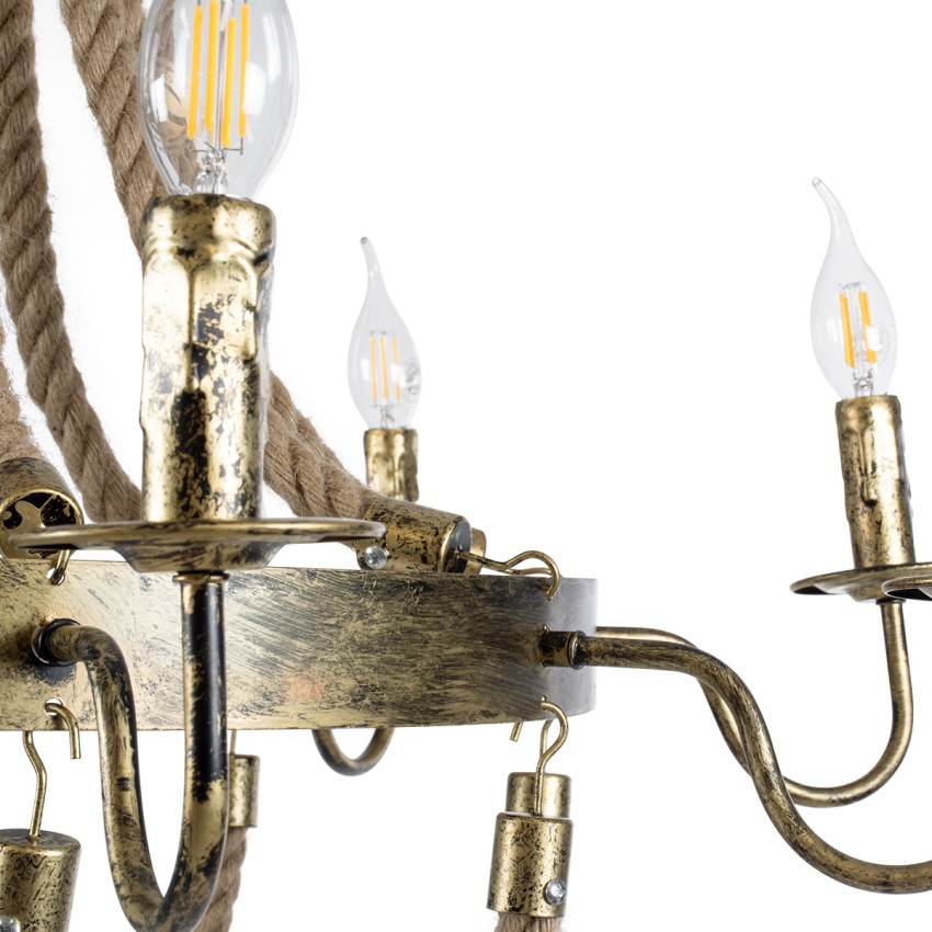 GLOBOSTAR® VICTORIAN  Vintage Κρεμαστό Φωτιστικό Οροφής με Ντουί 8 x E14 AC 220-240V IP20 - Μπρούτζινο Εφέ Σκουριάς & Μπεζ - Μ87 x Π87 x Υ80cm