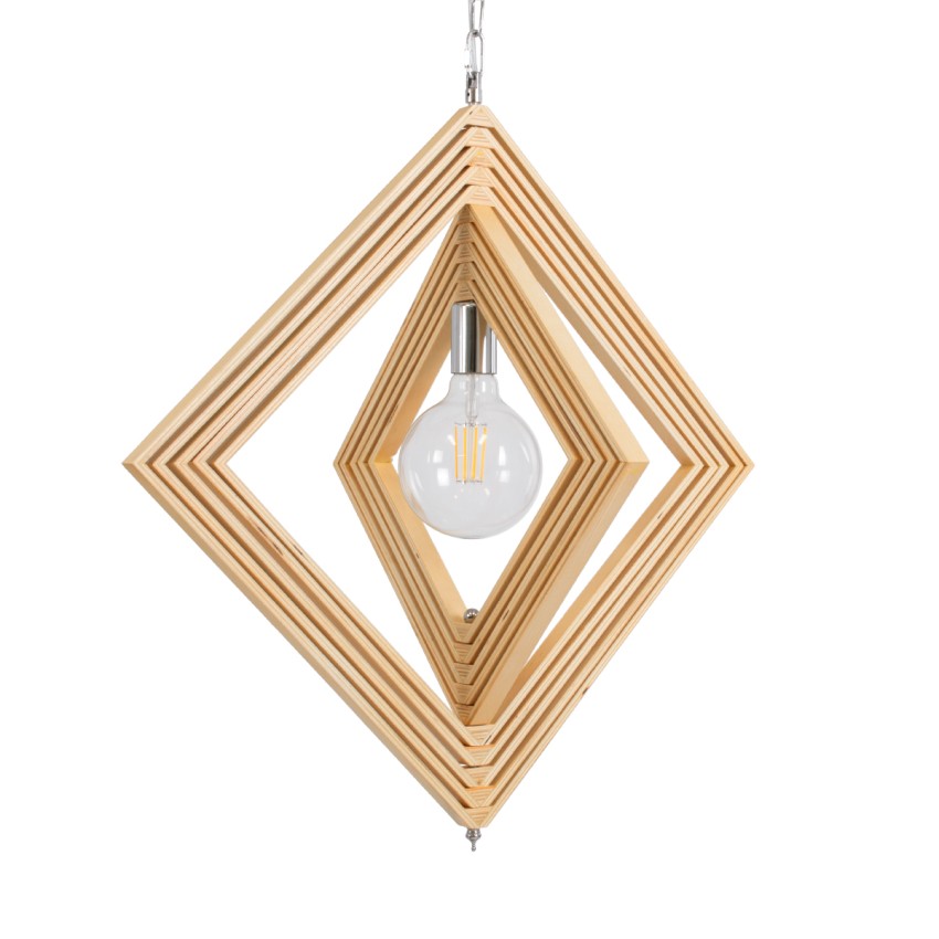 OCTAVE  Μοντέρνο Κρεμαστό Φωτιστικό Οροφής Μονόφωτο 1 x E27 IP20 Μπεζ Ξύλο - Μ64 x Π64 x Y66cm