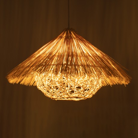 GLOBOSTAR® CHEOPE  Boho Κρεμαστό Φωτιστικό Οροφής με Ντουί 1 x E27 AC 220-240V IP20 - Μπεζ - Μ45 x Π45 x Υ35cm