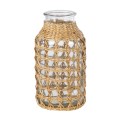 MANDY  Διακοσμητικό Βάζο Γυάλινο Διάφανο με Μπαμπού Φ8.5 x Υ17.5cm