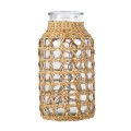 MANDY  Διακοσμητικό Βάζο Γυάλινο Διάφανο με Μπαμπού Φ8.5 x Υ17.5cm